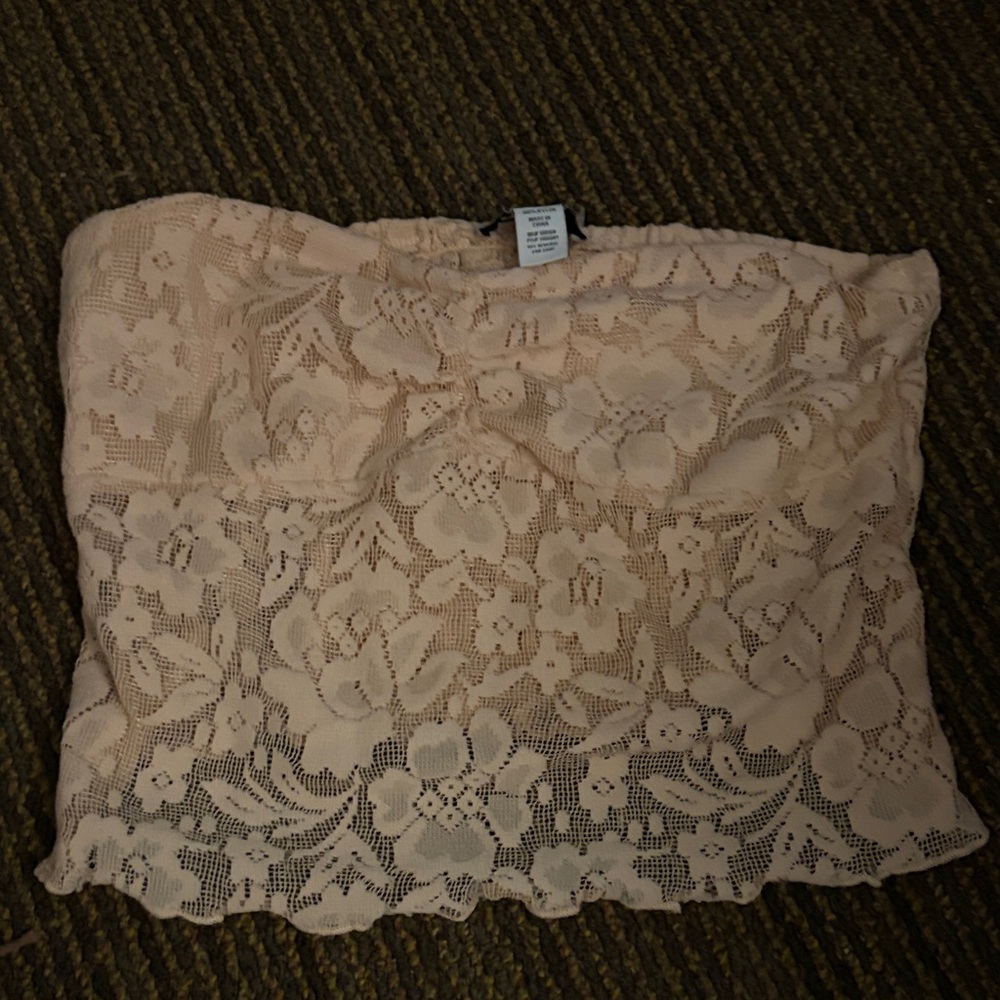 Lace Bandeau Tube Top - Cream